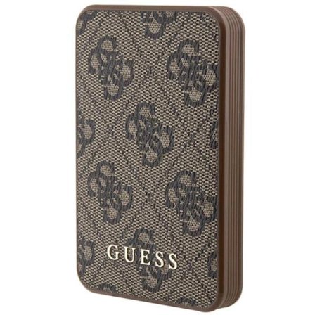 Guess Powerbank 5000mAh 15W Läder Metal Logo - Brun