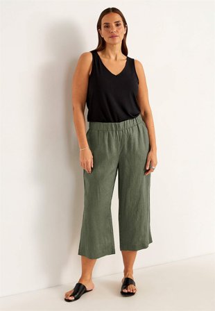 Cellbes of Sweden - Culottebukse Premium i lin i kakigrønn for damer i størrelse 54/56