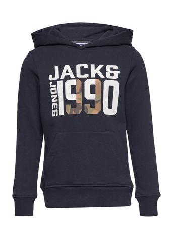 Jconic Camo Sweat Hood Ln Jnr Hoodie Blå Jack & J S