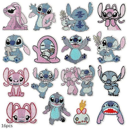 16 st Stryk på Applikationer, Broderade Applikationer, Reparationslappar, Sy på/Stryk på Lappar för Jacka, Jeans, Byxor, Ryggsäck, Kläder