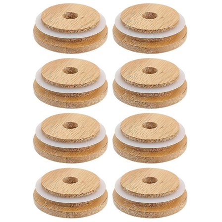 Genanvendelige bambusglaslåg 70mm bambus mason glaslåg med str