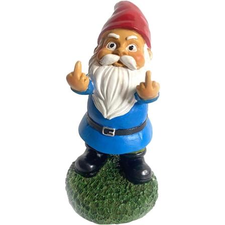 Hagegnom, 15 cm utendørs humor hagegnomstatue, langfinger hagegnom, utendørs harpiks hagegnom for hjem gressplen hagedekor, fullfarge P