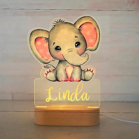 Personlig Baby Elephant Lion Led Usb Night Light Custom