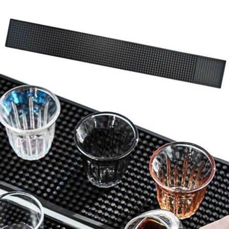 Lang Barmatte med Dike Gummi 60x8cm Sort