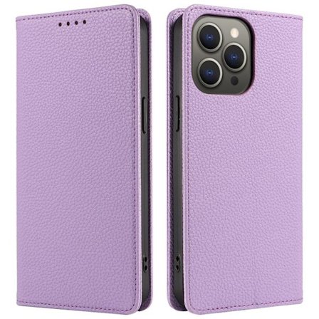 iPhone 14 Pro Max Wallet Cover RFID Blocking Magnetic - Purple