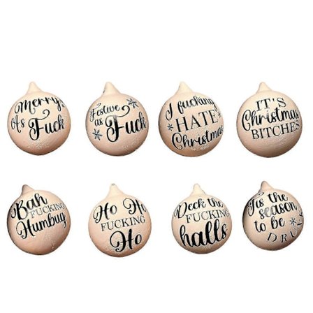 Julekule med morsomme og støtende motiver - Frekke julekuler, morsom og støtende julepynt