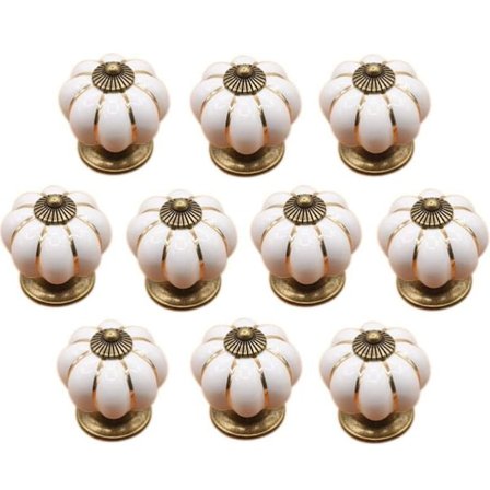 (Hvid) 10 stk. Keramiske skuffeknapper Møbelknap til køkken skuffer og skabe