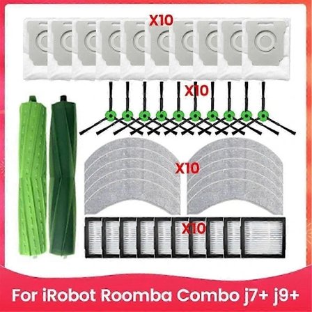 För Combo J7+ J9+ Dammsugartillbehör Ersättningsdelar Huvudborste Sidoborste Filter Moppduk Damm