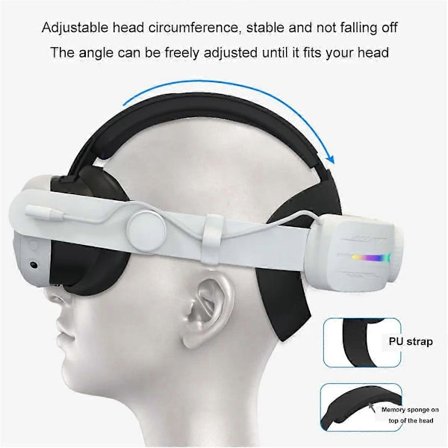 VR Hovedrem til Meta Quest 3 Svampe Hovedbeklædning RGB Opladningsheadset Indbygget 8000MAh Batterier VR Ac