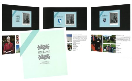 Danmark, Grønland, Færøerne 2012 - Dronningens 40 års regeringsjubilæum - Fællesudgivelse souvenirmappe
