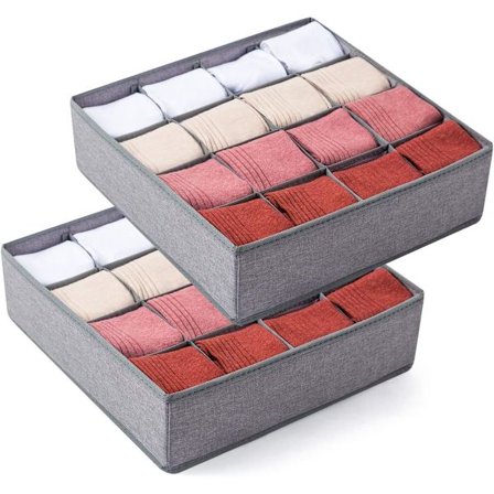 2-pak sokker undertøjsskuffe arrangør skillevæg, 16 celler sammenklappelig skab skab arrangør opbevaring