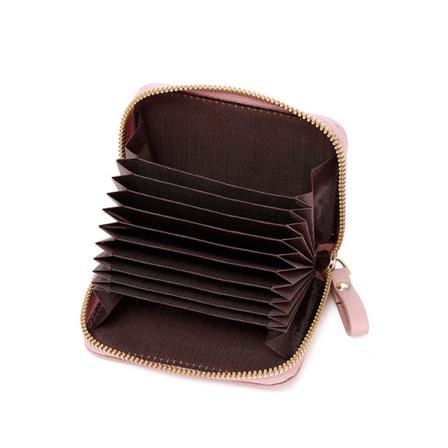 Kreditkortsplånbok, Zip-korthållare för kvinnor, RFID-blockering, Nyckelring, Liten storlek (1 förpackning, Rosa)