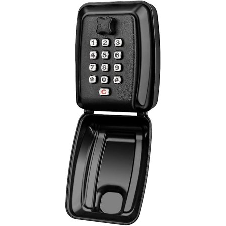 Vandtæt sikker nøgleboks vægmonteret nøgleboks med 12-cifret kode udendørs nøgleboks stor sikker nøgleboks til hjem, Airbnb, skole, fabrik, sort