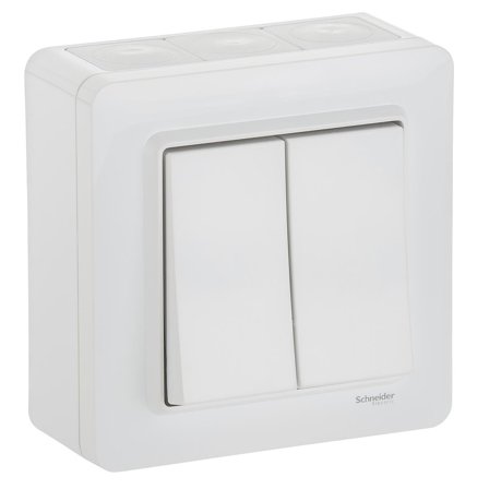 Schneider Electric WDE002974 Vaihtokytkin ulkokierre, IP44, valkoinen kruunu, Kytkimet & pistorasiat