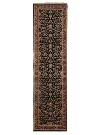 Oriental Sarouk American Rug 79X294 Runner Black/Brown Wool, India
