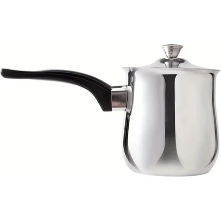 360 ml tyrkisk kaffekande (med låg), kaffemaskine og mælkekande i rustfrit stål, smeltedigel til chokolade og smør.