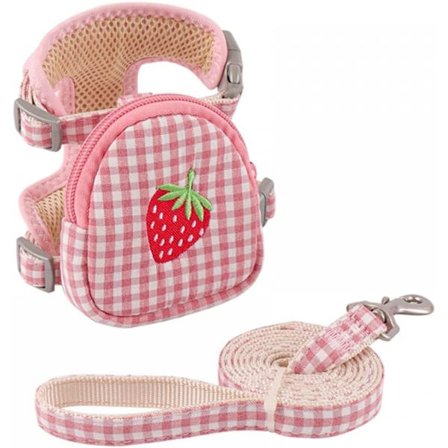 Hundsele Ryggsäck, Andningsbar Justerbar Kattvästsele med Avtagbar Väska & Koppel Sött Fruktmönster Husdjurssadelväska för Små Hundar Valpar Katter