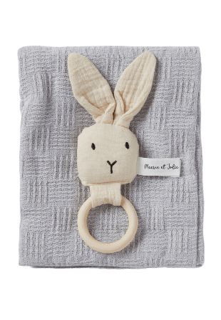 Maxine et Jolie Presentkit skallra + filt ETIENNE Bädda Blå ONESIZE