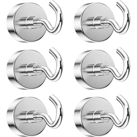 6 st 20 mm magnetiska krokar 13 kg dragkraft avtagbara för kylskåp tak små