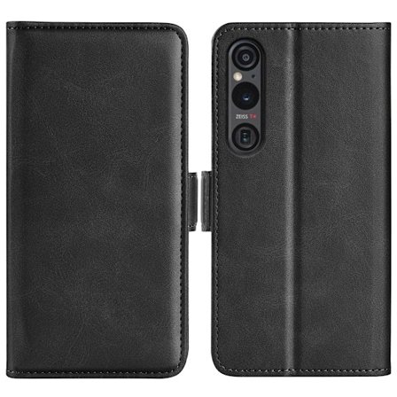 SKALO Sony Xperia 1 VI Premium Kortlomme Flip Cover - Sort