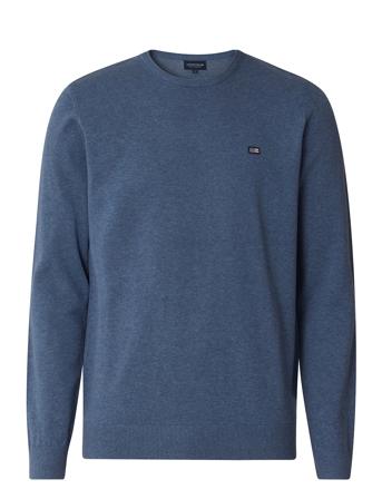 Bradley Cotton Crew Sweater Strikkegenser M. Rund Krage Blå Lexington Clothing*Betinget Tilbud