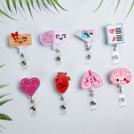 Indtrækkelig ID-kortholder til sygeplejersker, 3 dele, til sygeplejersker, læger, lærere, studerende Hjerte, hjerne, kapsel, kærlighedshjerte