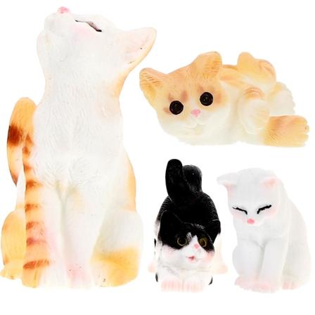 4 stk. Miniature Kattefigurer Mini Harpiks Kat Model Ornamenter Mos Landskab Simulation Kat Ornament3. 3.5X3CM
