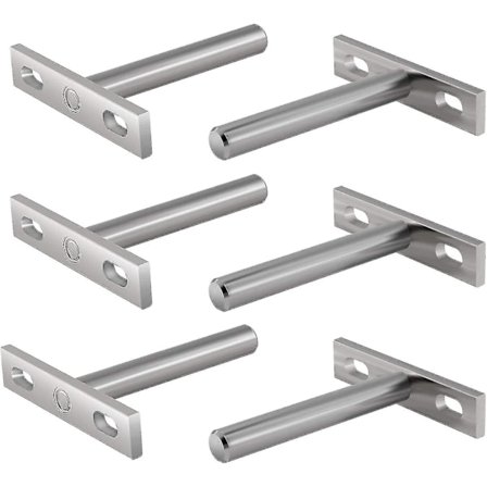 6 Stk Metallbraketter for Svevehyller, 3 Tommers Skjulte Fester Støtte Svevehylle Skjult Brakett for Veggmontering TY