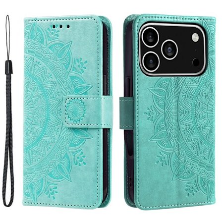 SKALO iPhone 17 Pro Mandala Flip Cover - Turkis