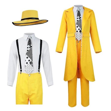 The Mask Jim Carrey Keltainen Puku Cosplay-asu Miesten Uniformu Vaatesetti XL