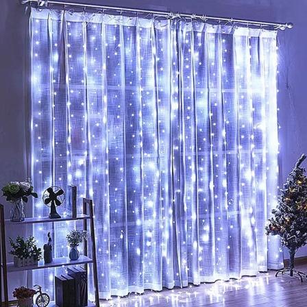 LED-verho jääpuikko merkkijono valot joulukeiju valot koristelu 3m kaukosäädin USB hääseppele makuuhuoneeseen Home 6x2M White