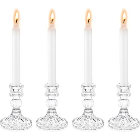 4 Glasljusstakar Dekorativa Ljusstakar Koniska Genomskinliga Gl