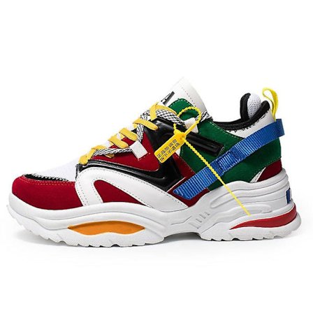 Man's Chunky Wedge Par Style Sneakers Mesh Flock Sneakers