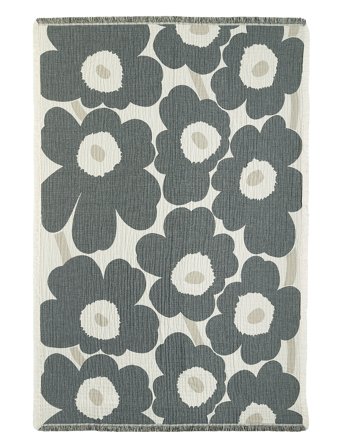 Unikko Jacquard Throw 150X220 Grey Marimekko Home