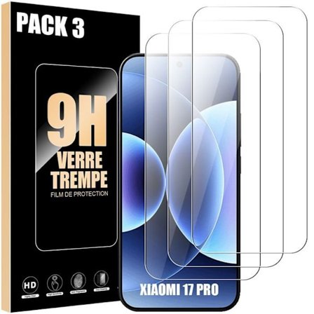 3 Tempered Glass til Xiaomi 17 Pro, Ridsebeskyttelse 9H Stødabsorberende Transparent