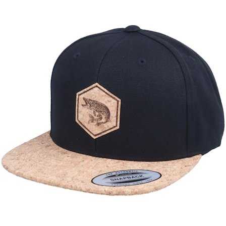 Skillfish - Pike Fish Patch Black/Cork Snapback Snapback Black Cap - @ Hatstore