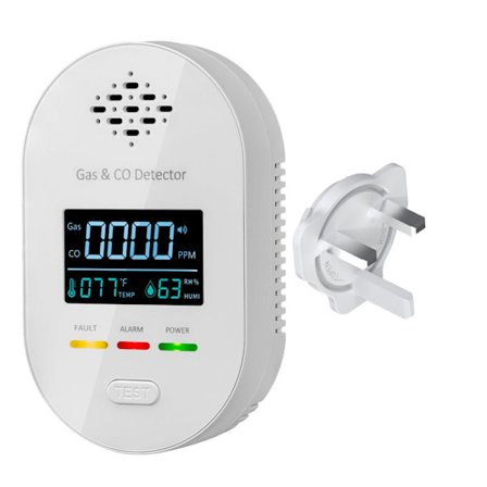 Hushållssäkerhetsenhet som detekterar gas-, CO-läckor, temperatur- och fuktighetsförändringar