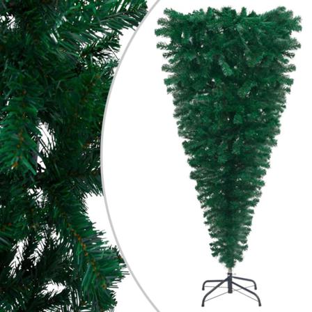 Vidaxl Uppochnedvänd Plastgran Med Led Grön 120 Cm Grön
