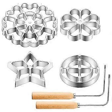 Rosette Jernsæt med 6 stk. Cookie cutters i aluminiumslegering - Bunuelos Form Sæt til Bagning af Vafler, Kager og Traditionelle Godbidder