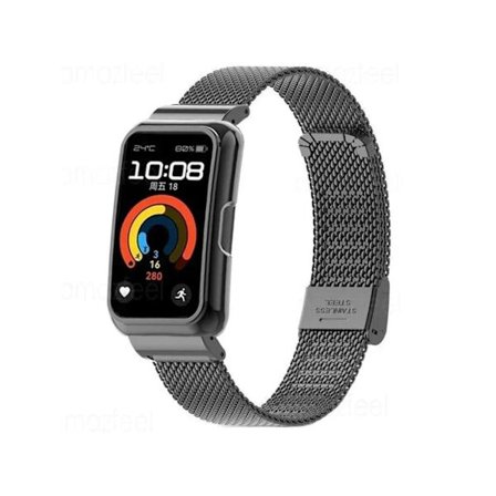 Pakke 360 Fleksibelt Stålnett Armbåndsdeksel for Huawei Strap 9 Svart