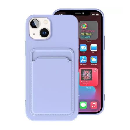 iPhone 15 Plus Mobilskal Silikon med Korthållare - Lila Purple