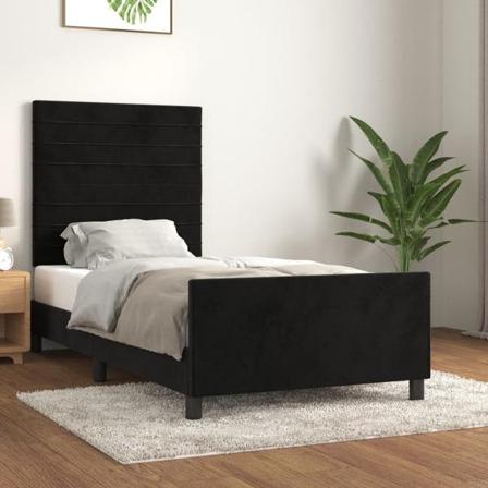Vidaxl Sängram Med Huvudgavel Svart 80x200 Cm Sammet Svart