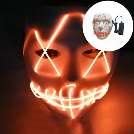 Halloween Skräck Mask Led Cosplay Stitched Leende Ansikte Light Up Party Skrämmande Prop