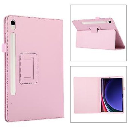 Litchi-teksturert Tablettveske for Samsung Galaxy Tab S9+ (Rosa)