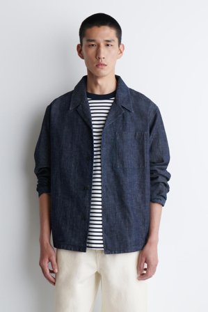 COS Herren Hemdjacke Aus Denim Mit Resortkragen - Blau