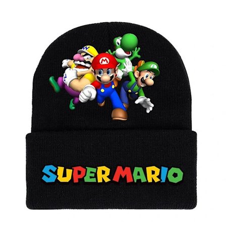 Super Mario Bros Trykt Strikket Hue til Mænd Kvinder Unisex Vinter Varm Manchet Hue C