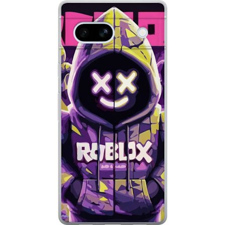 Kompatibelt Mobilskal till Google Google Pixel 7a Färgstark Roblox-inspirerad huvtröjskaraktär med neonfärger och mask, digital spelillustration p