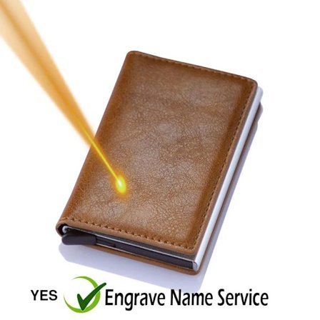 Gravering Anpassat Namn ID Kreditkortshållare Plånböcker Herr Märke Rfid-blockerande Magisk Läder Slim Mini Plånbok Liten Pengaväska