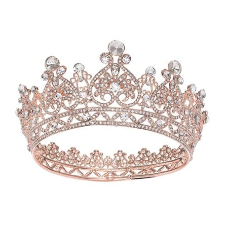 IC Rose Gold Crown Kagetopper Rhinestone Prinsesse Tiara til Kvinder