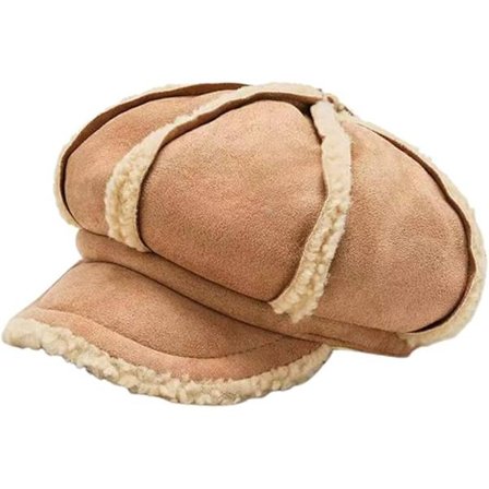 Vinter Buckskin Velvet Lammull Krokig Bret Oktagonhatt Koreansk